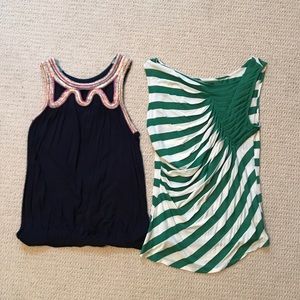 Two Anthropologie tank tops.